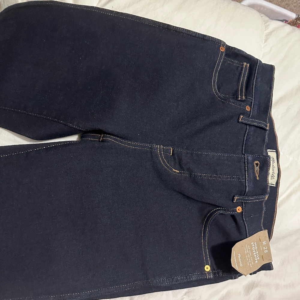Madewell Women's Straight-Leg Jeans in Dark Blue - Picture 7 of 8